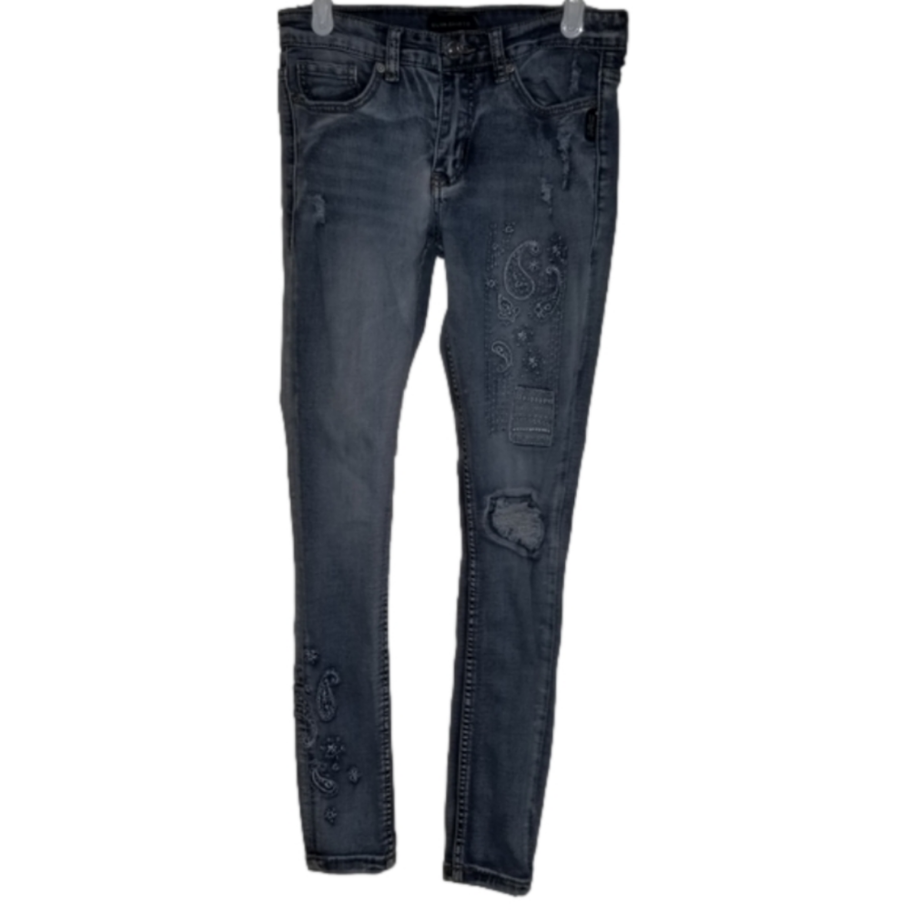 Silver Girls Amy Style Jeans Distressed Embellished Size 12